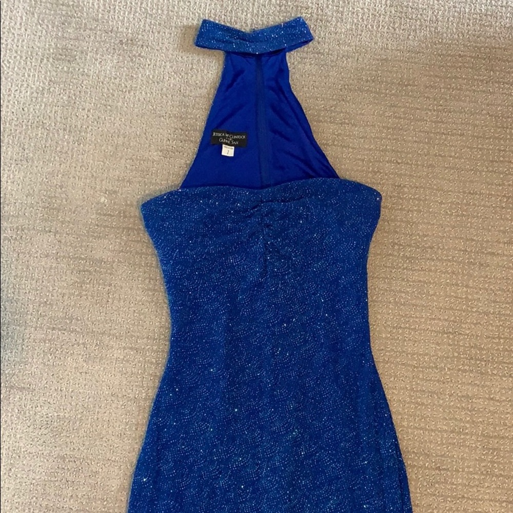 Jessica McClintock Blue Sparkle Prom Dress